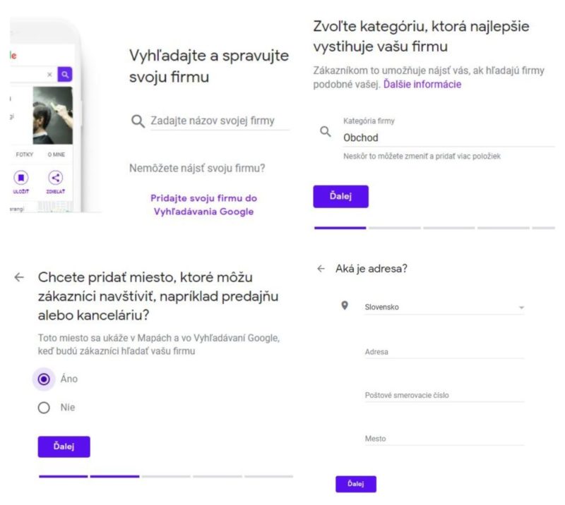 Záznam firmy na Google My Business